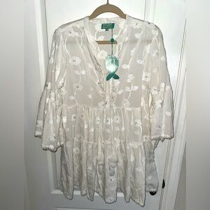 NWT Purchased In Sicily Antica Sartoria White Sequined Flowered Dress One Size